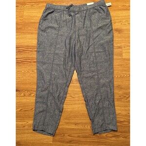 Old Navy Womens Chambray Pants Straight Blue  Pull On Drawstring XL New Crop